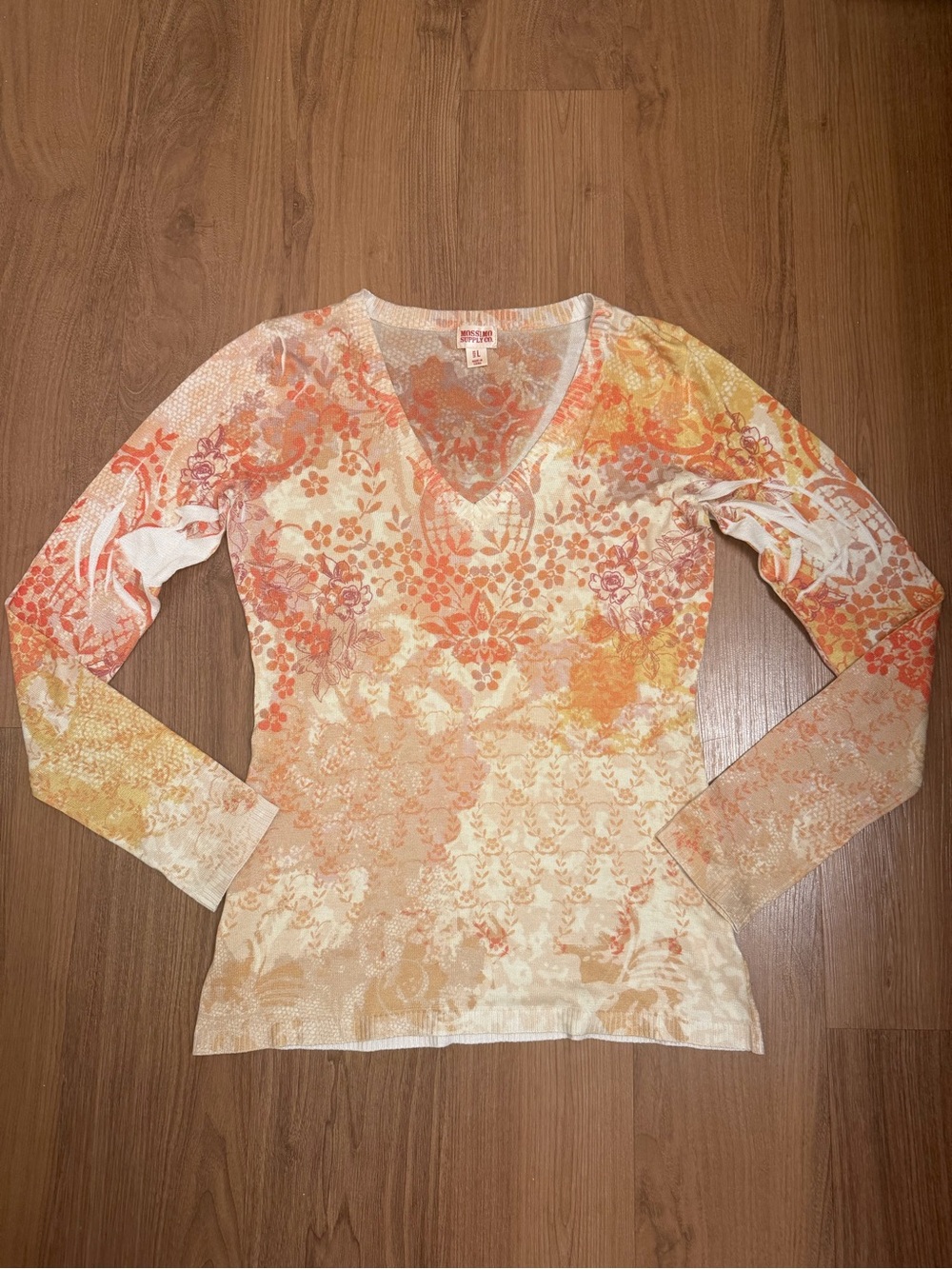 Mossimo Supply Co. Y2K Abstract Floral V-Neck Knit Long Sleeve
